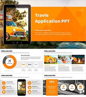 여행 어플리케이션 프레젠테이션 템플릿 – 활기찬 디자인으로 여행의 즐거움을 전달