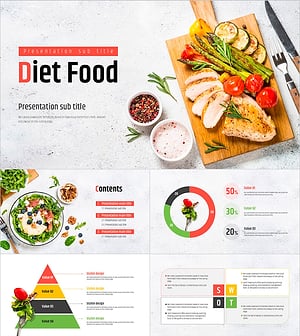 다이어트 식단 PPT 템플릿 – 세련된 비주얼과 실용적인 디자인