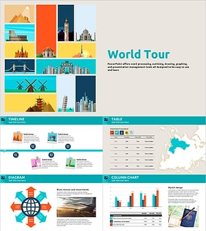 세계여행 파워포인트 템플릿 – 다채로운 디자인과 감각적 구성