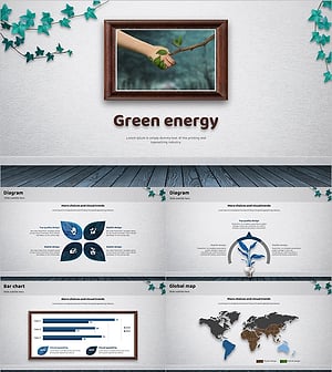 화해 악수 나뭇잎 액자 와이드 프레젠테이션 템플릿 – 자연과 함께하는 감각적인 디자인