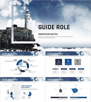 자연/여행 프레젠테이션 템플릿 – 등대와 함께하는 와이드 디자인