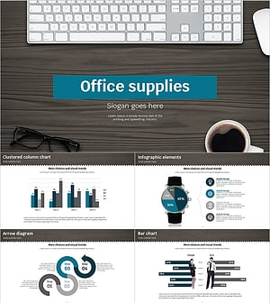 사무용품 프레젠테이션 템플릿 – 와이드 디자인으로 주목 집중