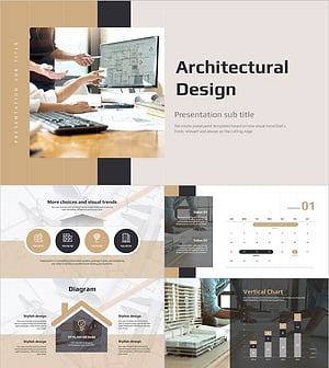 건축 설계 디자인 와이드 템플릿 – 현대적이고 전문적인 프레젠테이션