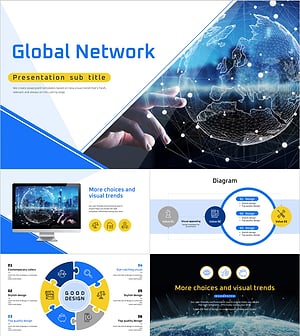 글로벌 네트워크 프레젠테이션 템플릿 – 세련된 IT 디자인으로 표현