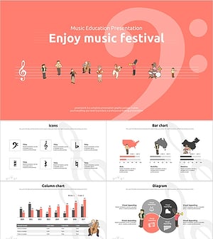 귀여운 오케스트라 일러스트 프레젠테이션 템플릿 – 음악 교육에 최적화된 디자인