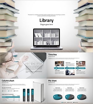 Library E-book Wide PowerPoint Design – Practical Layout Optimized for Education