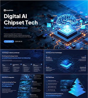 디지털 AI 칩셋 테크 프레젠테이션 템플릿 – 현대적이고 기술적인 디자인