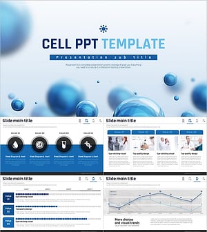 세포 와이드 피피티 템플릿 – 청량감 넘치는 과학적인 디자인