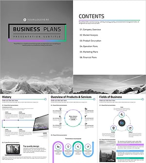 Business Plan PowerPoint Template – Gradient Theme Vertical Design