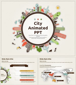 일러스트 도시 애니메이션 PPT 템플릿 – 다채로운 디자인으로 시선을 사로잡는 프레젠테이션