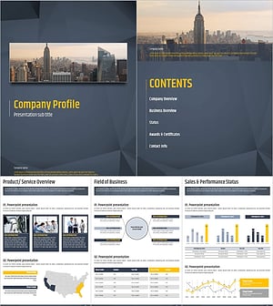 입체 배경 회사소개서 세로형 PPT 템플릿 – 심플하고 세련된 디자인