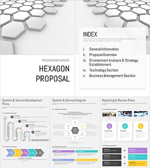 육각형 제안서 세로형 PPT 템플릿 – 현대적이고 매력적인 디자인