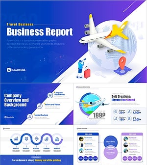 여행 비즈니스 보고서 PPT 템플릿 – 현대적인 일러스트 디자인