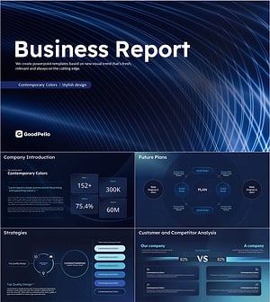 곡선 그래픽 사업보고서 PPT 템플릿 – 현대적인 디자인과 세련된 색상