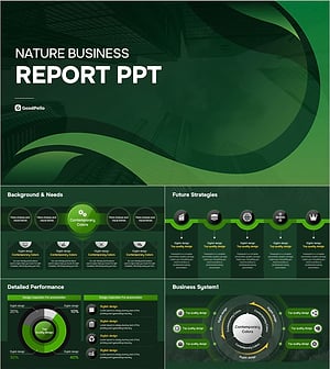 웨이브 환경 사업보고서 PPT 템플릿 – 초록 기반의 세련된 디자인