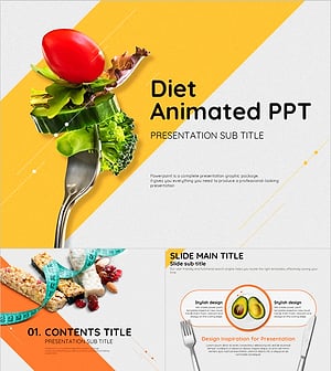 다이어트 음식 애니메이션 PPT – 시각적인 즐거움을 더한 슬라이드 디자인