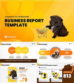 반려동물용품점 사업 보고서 PPT 템플릿 - 생동감 넘치는 디자인