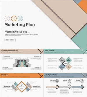 사선 레이아웃 마케팅 기획서 PPT 템플릿 – 현대적 디자인과 실용성 강조