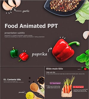 음식재료 애니메이션 PPT 템플릿 – 동적 효과로 시선을 끌어당기는 디자인