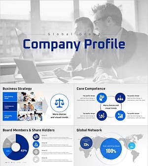 글로벌 그룹 회사소개서 PPT 템플릿 – 현대적 디자인으로 신뢰성 있는 정보 전달