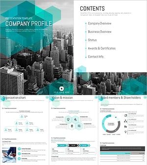 Hexagon PowerPoint Template for Company Profile - Vertical Design