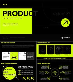 형광 모던 PPT 템플릿 – 제품 소개에 최적화된 강렬한 디자인
