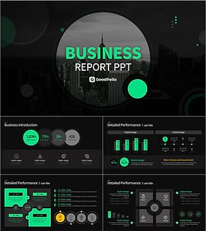 비즈니스 리포트 PPT 템플릿 – 그린&블랙 심플 디자인