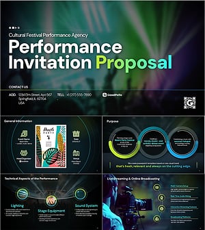 문화 축제 기획사 공연팀 제안서 PPT 템플릿 - 세련된 디자인과 효과적인 커뮤니케이션