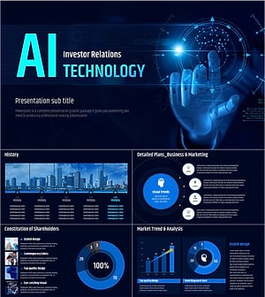 AI 기술 IR PPT 템플릿 – 현대적 디자인과 효과적인 데이터 시각화