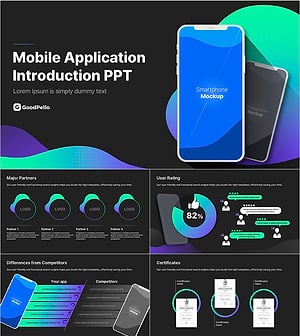 스마트 모바일 앱 비즈니스 소개 PPT 템플릿 – 세련된 디자인과 효율적인 구성