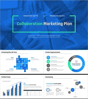 콜라보레이션 마케팅 기획서 PPT 템플릿 - 프로페셔널한 디자인 구성