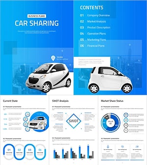 Vertical Car Sharing Business Plan PowerPoint Template – A Professional and Visually Appealing Design