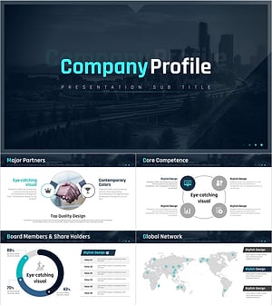 회사를 소개하는 블루 PPT 템플릿 – 청록색의 세련된 디자인