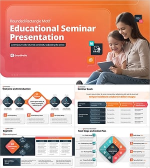 교육 클래스 PPT 템플릿 – 둥근사각형 모티프 디자인
