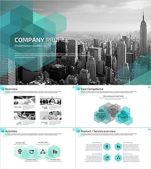 Hexagon PowerPoint Template Strategy – Stylish Design in Teal and Green