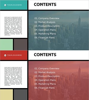 몬드리안 패턴 테마 사업계획서 템플릿 목차