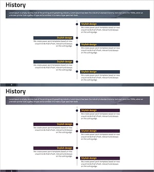 모던 테마 연혁 슬라이드 – 회사의 여정을 시각화하다