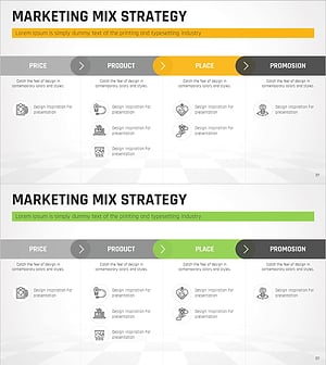 마케팅 믹스 4P 선형 다이어그램