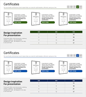 연도별 인증서 기록표 – 성과와 수상 내역