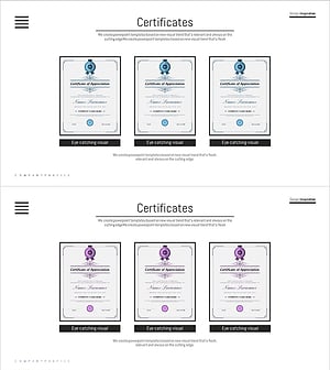 주요 수상경력과 성과를 담은 다이어그램 슬라이드