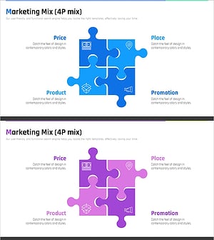 마케팅 믹스 4P 퍼즐 다이어그램 – 효과적인 프로모션 전략