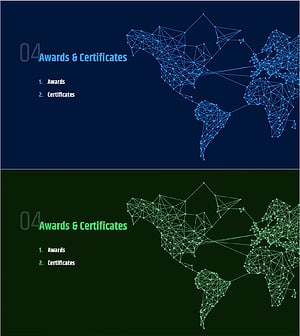 세계적인 기업 회사소개서 템플릿 간지 – 수상 및 인증 섹션