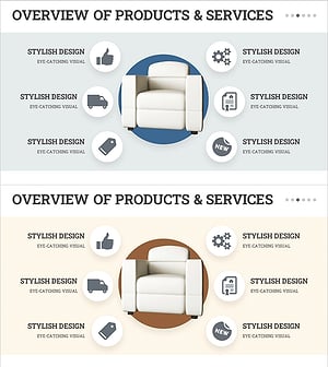인테리어 사업 서비스 개요 - 세련된 다이어그램 슬라이드
