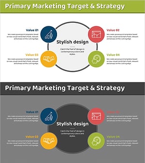원형 연결 다이어그램으로 마케팅 전략 소개