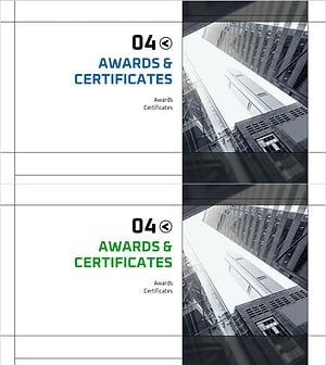 그리드 회사소개서 템플릿 간지 – 상을 이룬 비즈니스의 가치