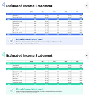 Blue Green Income Statement Analysis Table – Visualizing Financial Performance