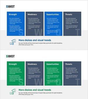 SWOT 분석 사각 폐쇄 다이어그램 - 시장 분석에 최적화