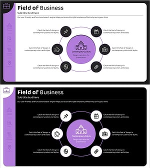 원형 클러스터 연결 다이어그램 – 사업 분야 소개