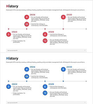 역대 히스토리 소개 다이어그램 – 비즈니스 성장과 발전