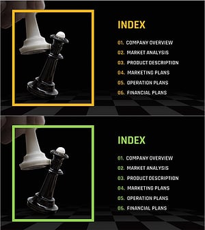 체스 테마 비즈니스 전략 템플릿 목차
